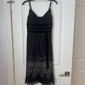 Chic Black Embroidered Midi Dress